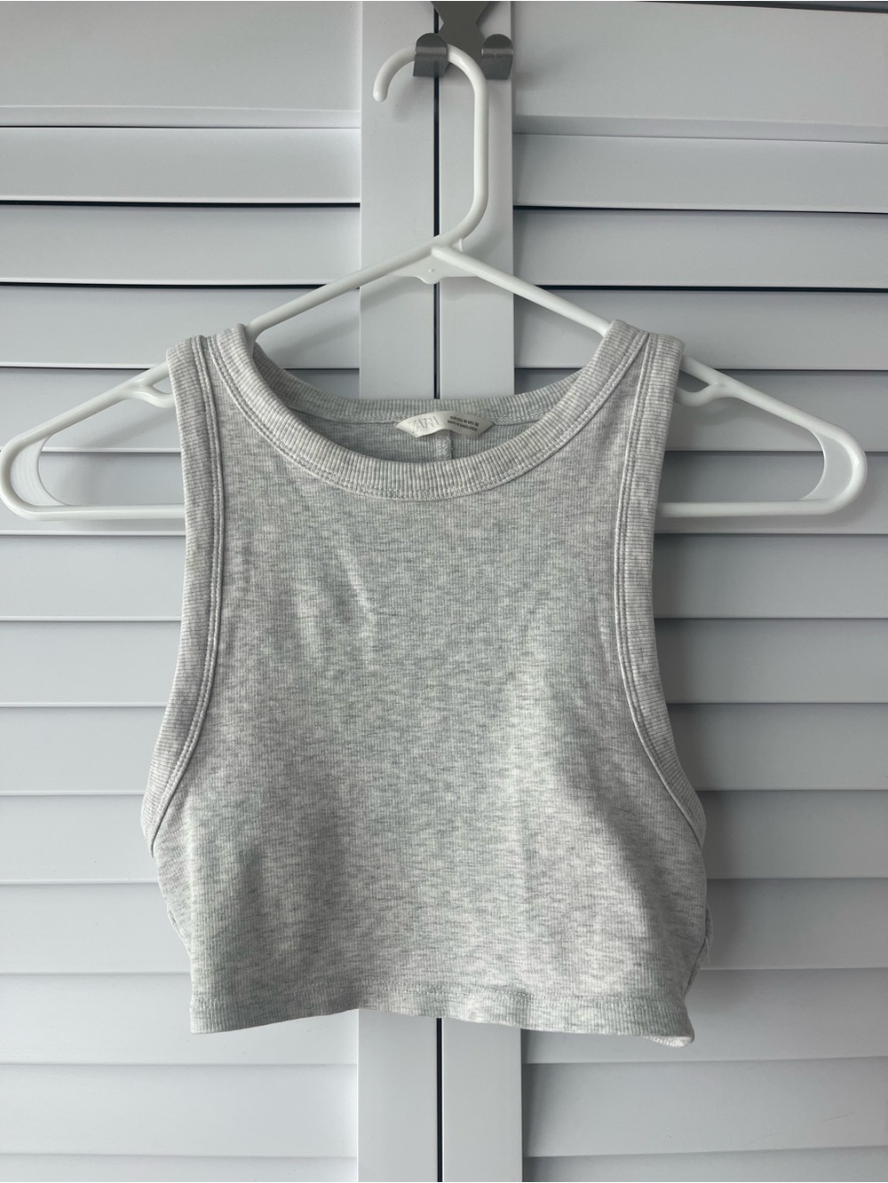 Zara Light Gray Ribbed Crop Tank Top